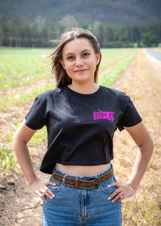 CNC - CITY N COUNTRY - WOMEN'S CROP - BLACK - City N Country