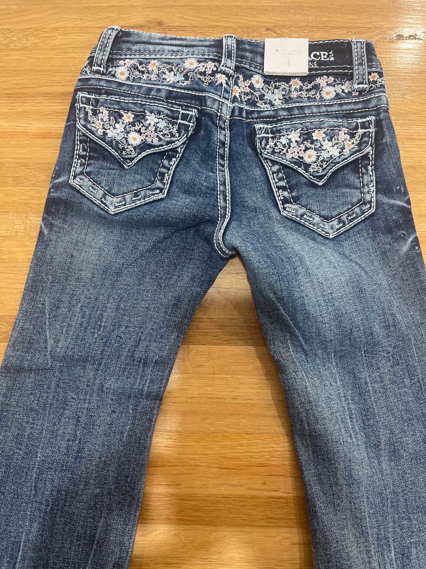 Grace In La - Denim - Kids - Embroidered Flower Jean - TB51799