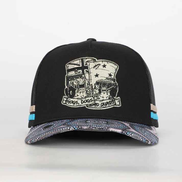 Hogs Dogs And Quads - HDQ - Cap - Blue Dot Art Cap
