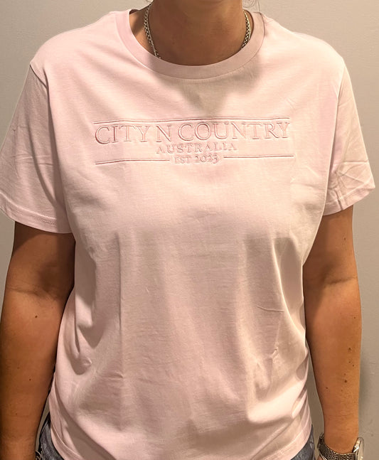 City N Country Ladies Embroidered Orchid T-Shirt
