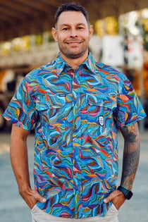 Trademutt - Work Shirt - Mens - Full Button Short Sleeve Work Shirt - Snazzy