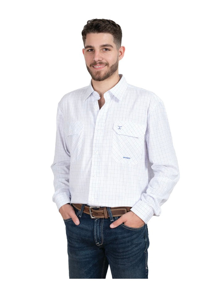 !Just Country - Work Shirt - Mens - Even Bamboo Blend - White/Blue Check