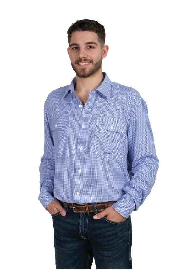 Just Country - Work Shirt - Mens - Even Bamboo Blend - Blue Houndstcoth