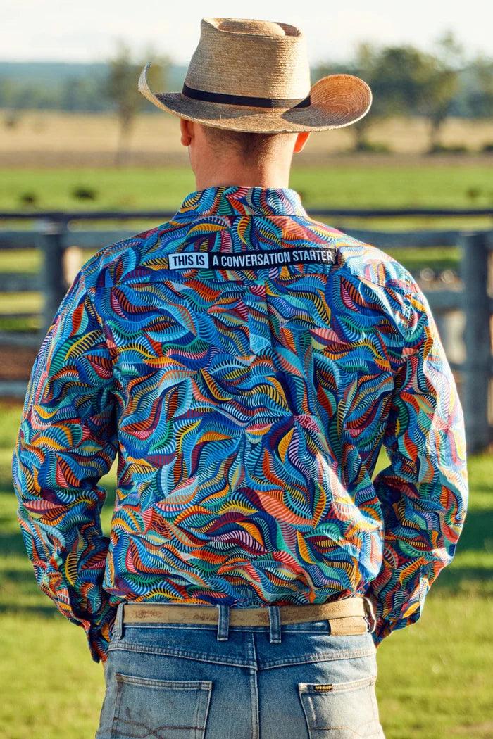 TRADEMUTT - MENS SNAZZY HALF BUTTON LONG SLEEVE WORK SHIRT - City N Country