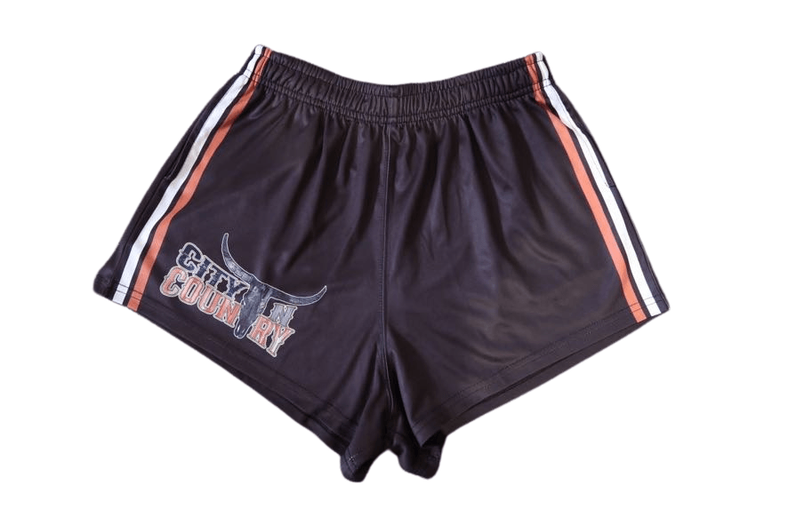 CNC ORIGINAL BLACK & RUST FOOTY SHORTS - City N Country