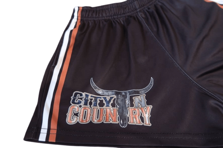 CNC ORIGINAL BLACK & RUST FOOTY SHORTS - City N Country