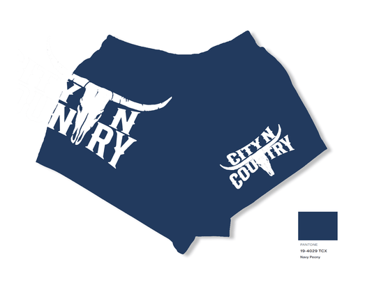 CNC - CLASSIC FOOTY SHORTS - BLUE & WHITE - City N Country