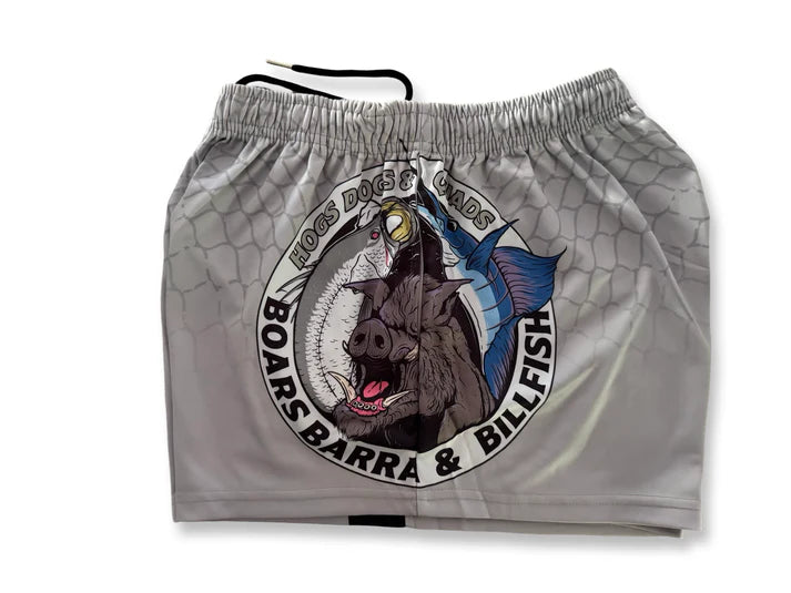 Hogs Dogs and Quads - HDQ - Footy Short - Boars, Barra & Billfish