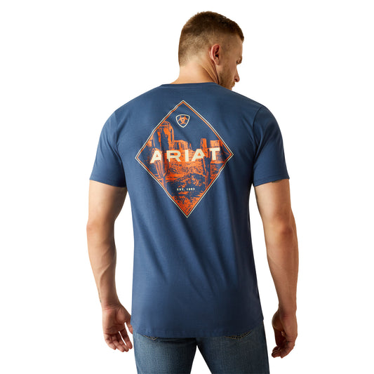 Ariat - Shirt - Mens - Diamond Valley Tee - Space Blue