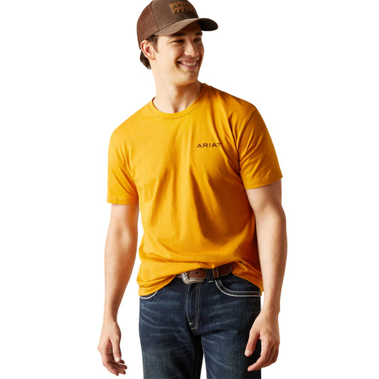 ARIAT - MENS WESTERN WIRE T-SHIRT - BUCKHORN HEATHER