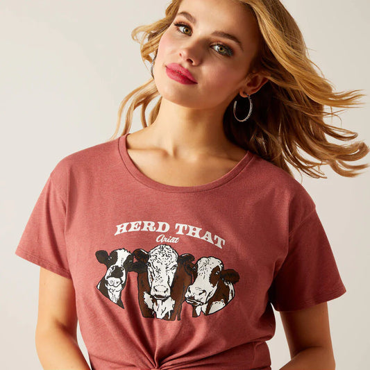 ARIAT - WOMEN'S COWBOY COUNTRY T-SHIRT - RED CLAY HEATHER