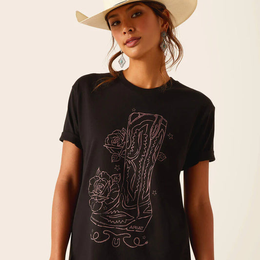 ARIAT - WOMEN'S TALL BOOT SKETCH T-SHIRT - BLACK