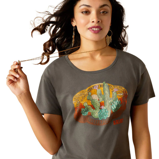 ARIAT - WOMEN'S BUCKLE UP GRAPHIC T-SHIRT - GRAPHITE