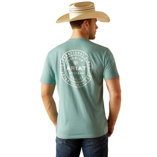 ARIAT - MENS HERITAGE CIRCLE T-SHIRT - OIL BLUE HEATHER - City N Country