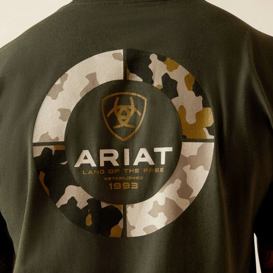 ARIAT - MENS CAMO RING T-SHIRT - DARK OLIVE