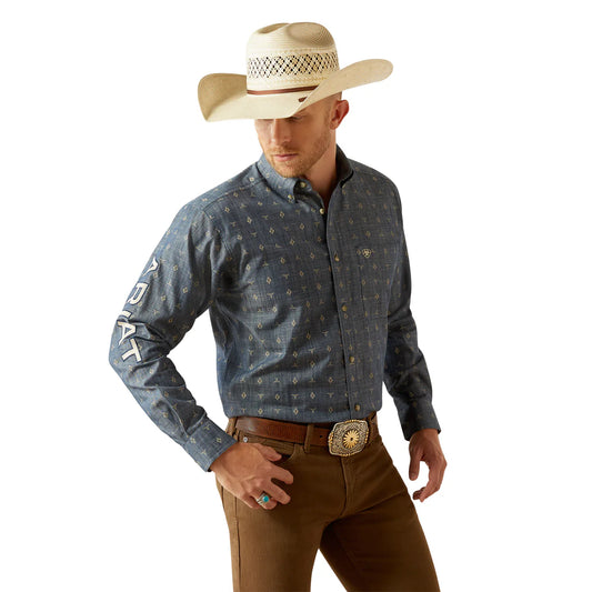 Ariat - Dress Shirt - Mens - Pro Series Team Philibert - Chambray Blue/Khaki