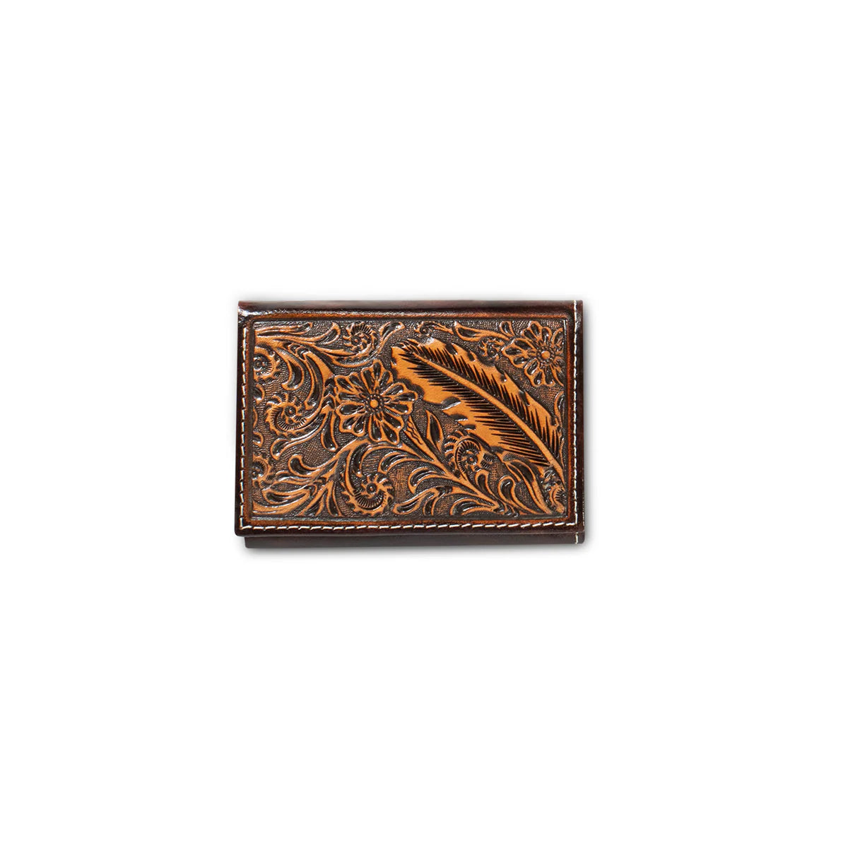 ARIAT - Tooled Feather Trifold Wallet