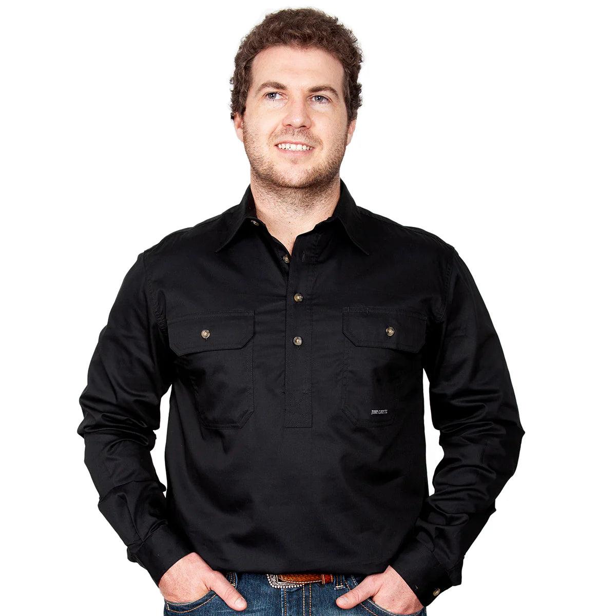CAMERON - LONG SLEEVE WORKSHIRT - BLACK - City N Country