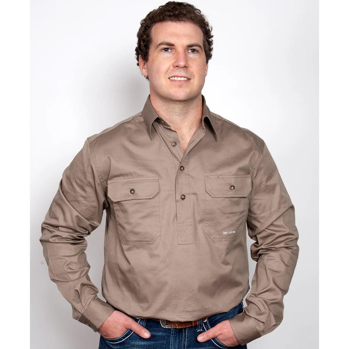 CAMERON - LONG SLEEVE WORKSHIRT - BROWN - City N Country