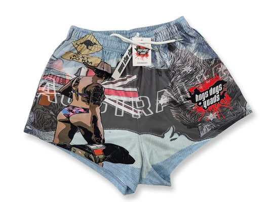 Hogs Dogs and Quads - HDQ - Footy Short - Aus Map Print