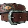 ROPER WOMEN’S BELT BROWN LEATHER AZTEC DESIGN 8838790 - City N Country