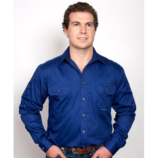 EVAN - LONGSLEEVE FULL BUTTON WORKSHIRT - COBALT - City N Country