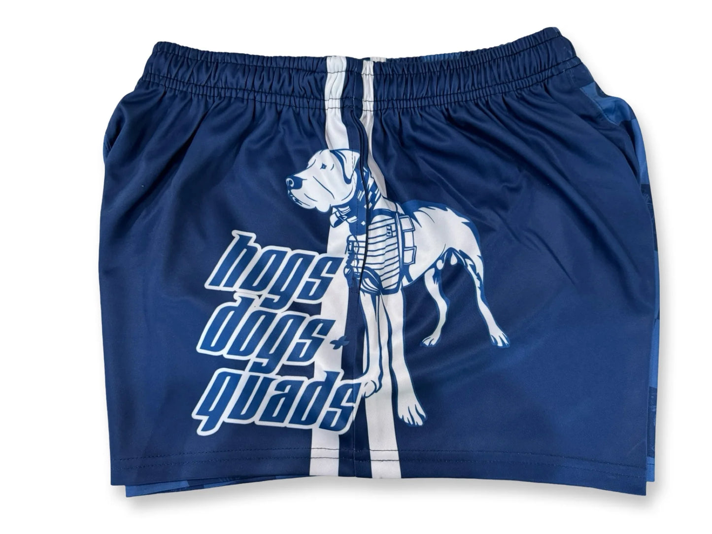 Hogs Dogs And Quads - HDQ - Footy Short - Pig Dog Light Blue Chequered