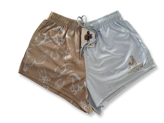 Aussie Footy Shorts - AFS - Footy Short - Horse Light Blue