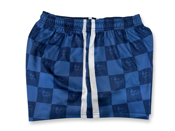 Hogs Dogs And Quads - HDQ - Footy Short - Pig Dog Light Blue Chequered