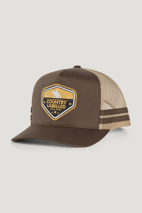 Country Labelled - STRIPE CAP - BROWN & GOLD REINING HORSE - City N Country