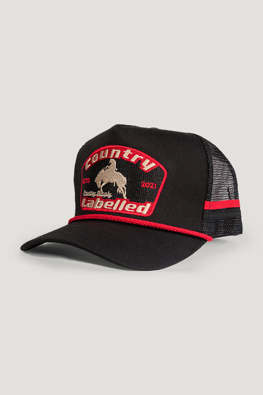 Country Labelled - Cap - CL Bronc Cap - Black And Red