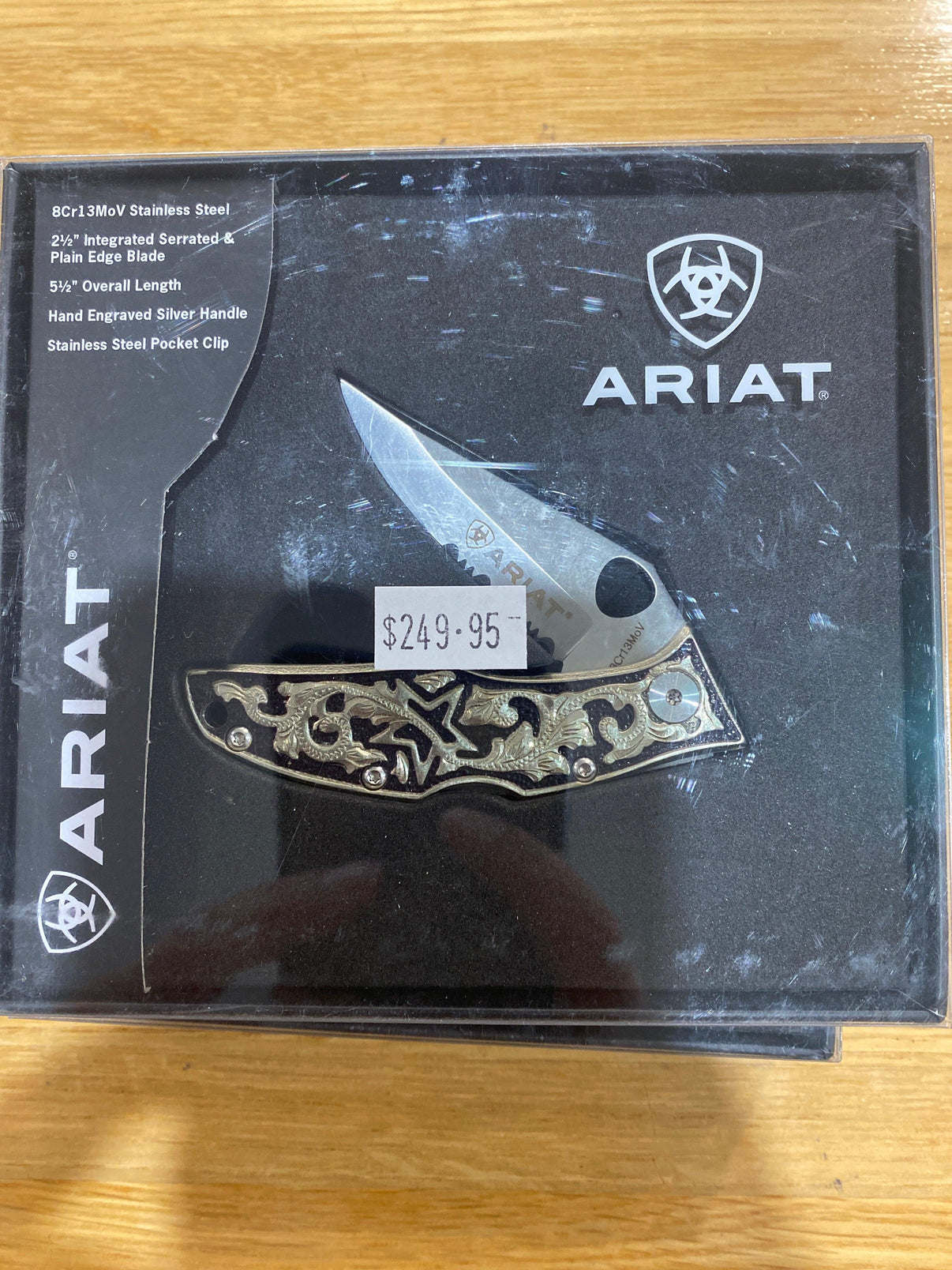 Ariat Knife Unisex 3.5" Hybrid Engraved Black & Silver - A710012601-L - City N Country