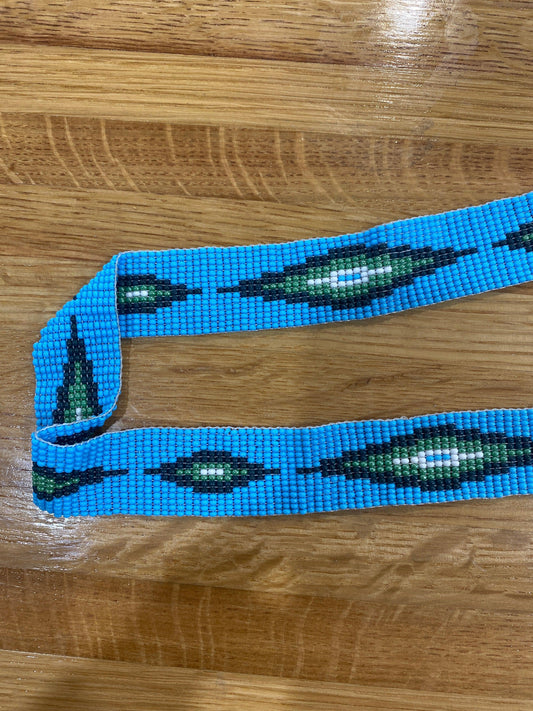 SUNBODY - HATBAND 15 BEAD SUEDE TIE END - Blue/green - City N Country