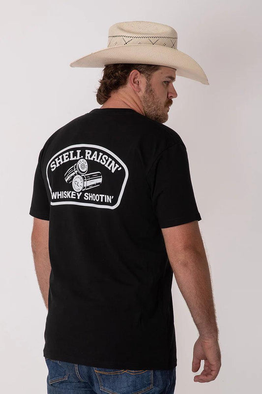 Country Labelled - SHELL RAISIN' WHISKEY SHOOTIN' T SHIRT - BLACK - City N Country