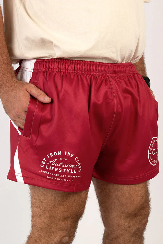 CL - FOOTY SHORTS - RED/WHITE