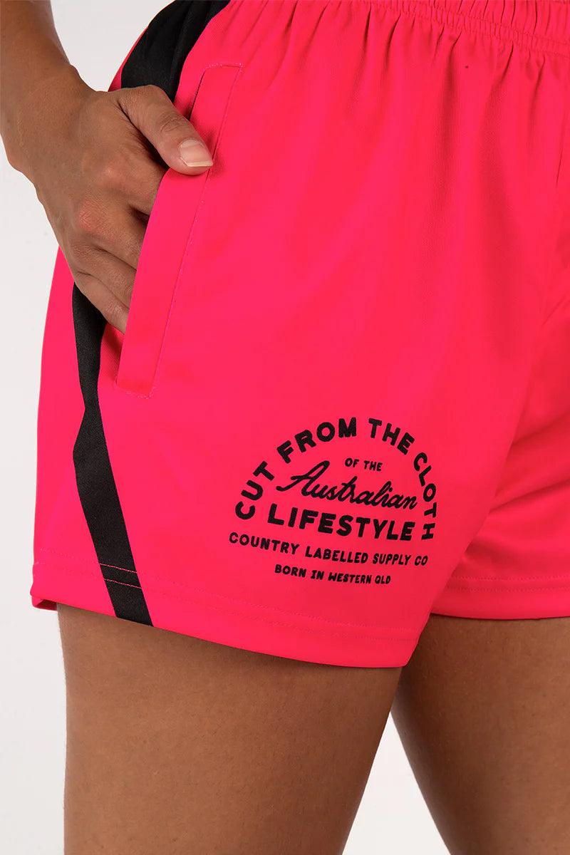 CL - FOOTY SHORTS - HOT PINK & BLACK - City and Country