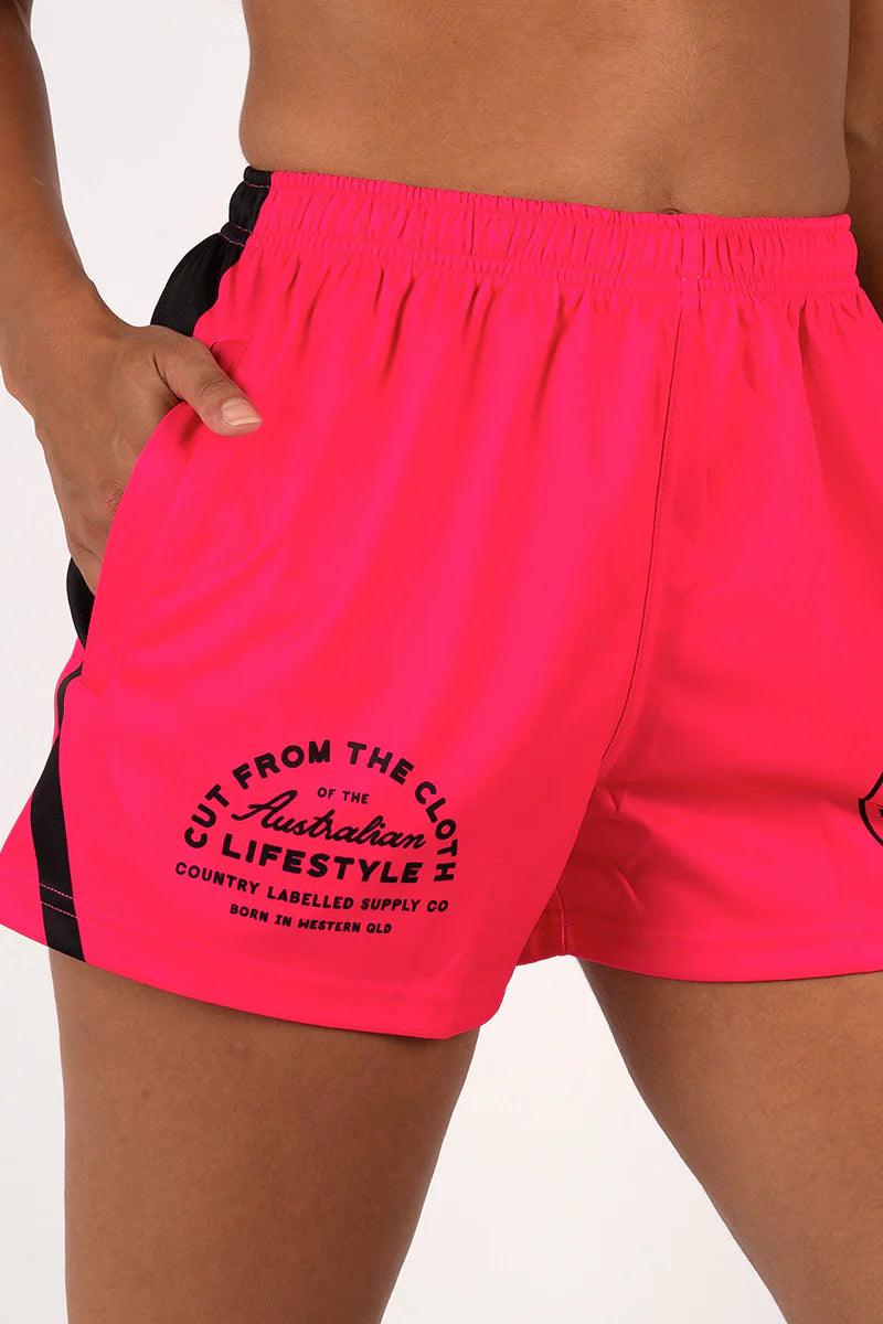 CL - FOOTY SHORTS - HOT PINK & BLACK - City and Country