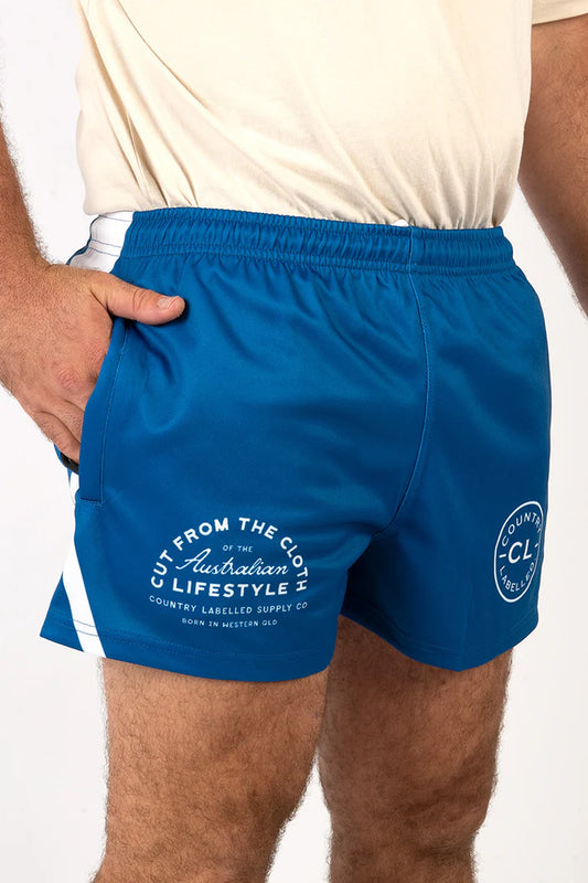 CL - FOOTY SHORTS - ROYAL BLUE AND WHITE