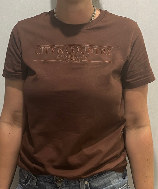 City N Country - CNC - Shirt - Womens - Emb T Shirt - Chestnut