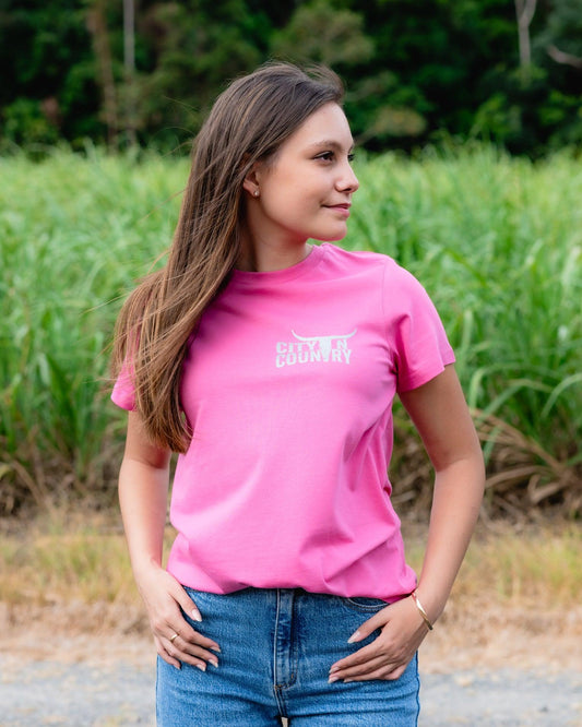 CITY N COUNTRY - WOMEN'S TEE - CHARITY PINK - City and Country