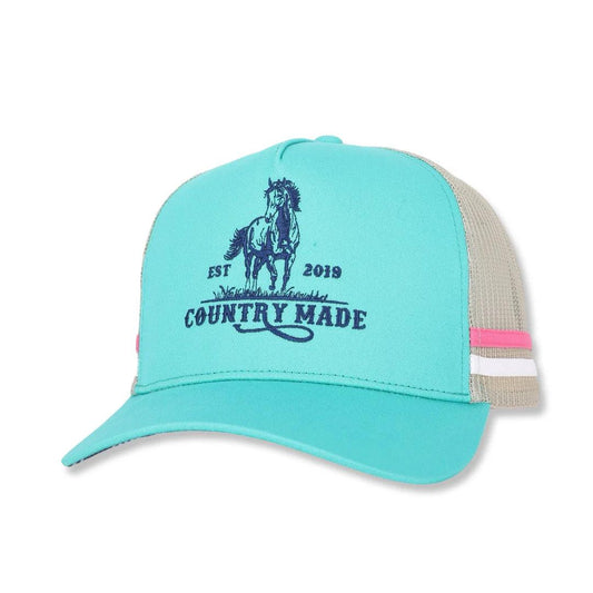 AFS - TRUCKERS HAT COUJNTRY MADE HORSE NEW - AQUA - City N Country