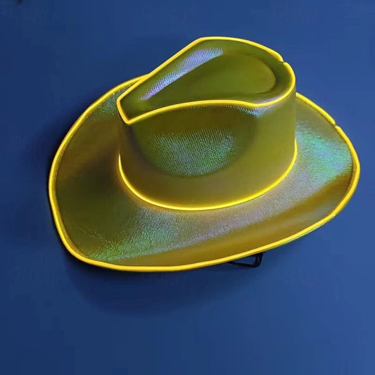 Party Hat - Neon Light Up Cowboy Hat - Yellow