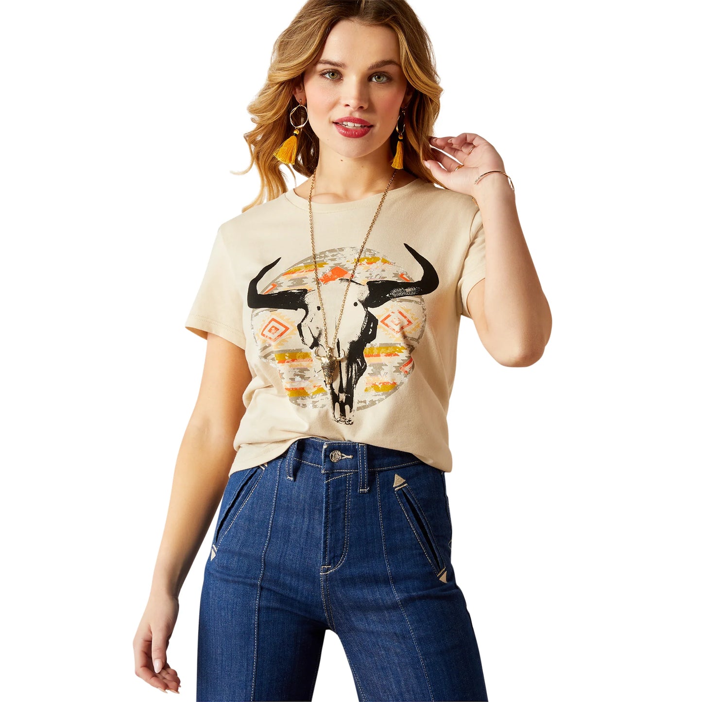 Ariat - Shirt - Womens - Longhorn Watercolour T Shirt