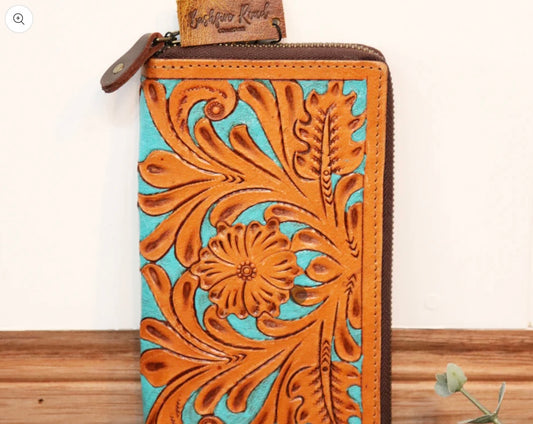 Bushfire Road - Wallet - Tigerlily Wallet - Tan And Turquoise