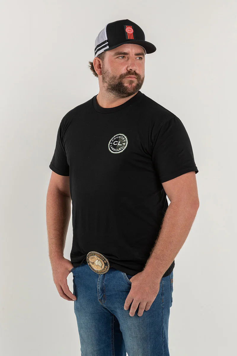 Country Labelled - Mens Classic Signature CL T Shirt - Black - Camo Logo - City N Country