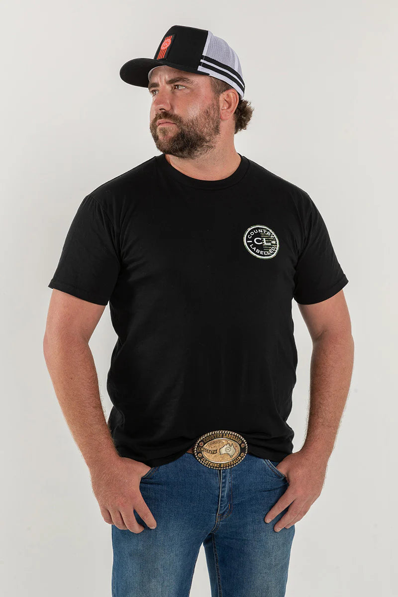 Country Labelled - Mens Classic Signature CL T Shirt - Black - Camo Logo - City N Country