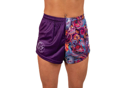 AFS - Purple Paisley Footy Shorts - (With Pockets)