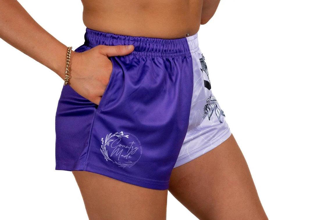 AFS - Bull Skull Purple Footy Shorts - (With Pockets) - City N Country