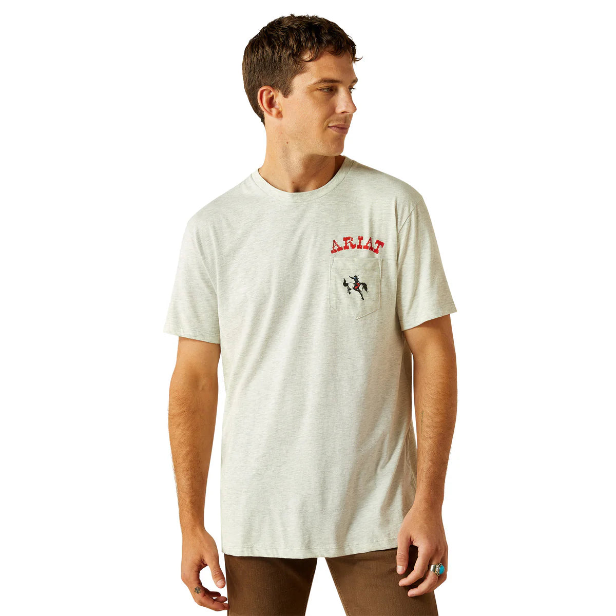 Ariat - Shirt - Mens - Bronc Pocket - Oatmeal Heather