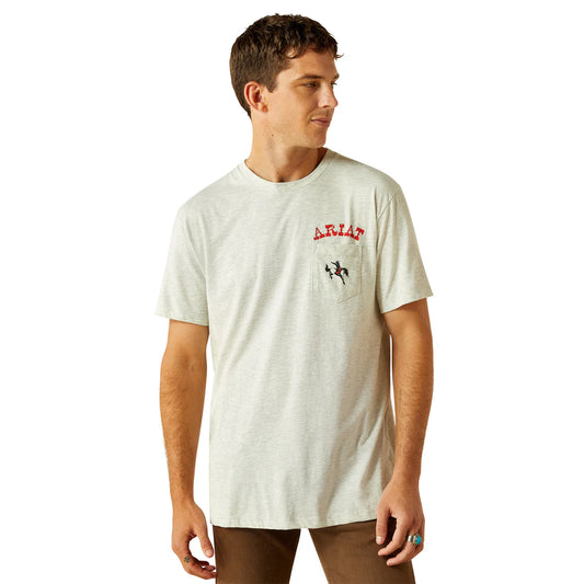 Ariat - Shirt - Mens - Bronc Pocket - Oatmeal Heather